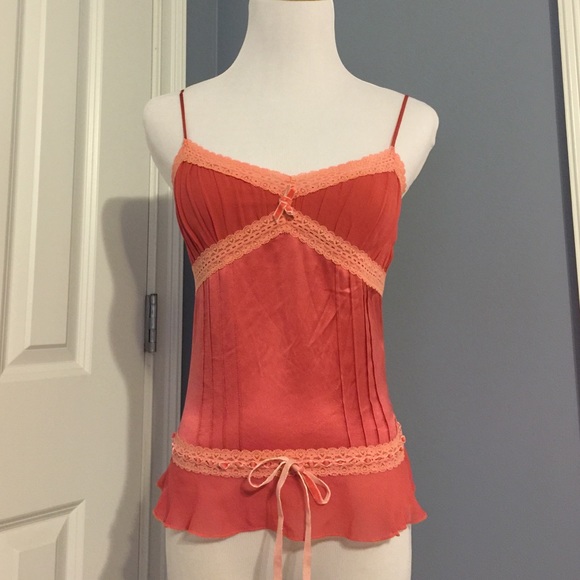 Coral orange bebe lace top