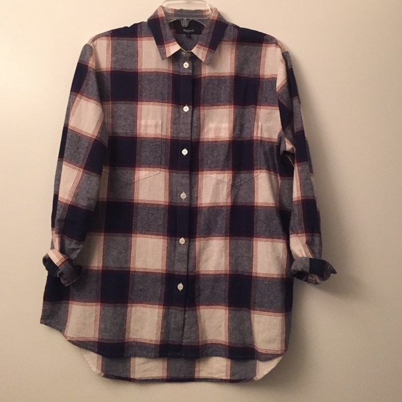 Madewell Ex-Boyfriend Shirt - Navy Plaid - Small