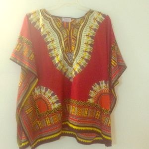 Red tribal butterfly top