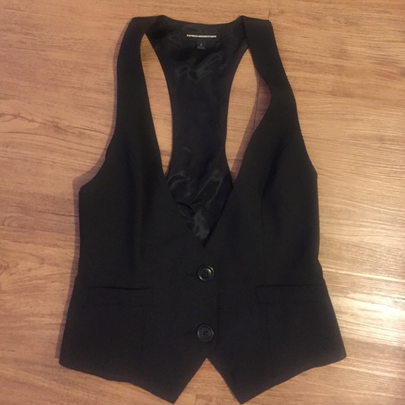 Express Design Studio Black Button Up Vest