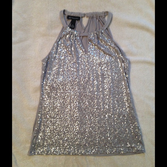 INC grey top with sequins