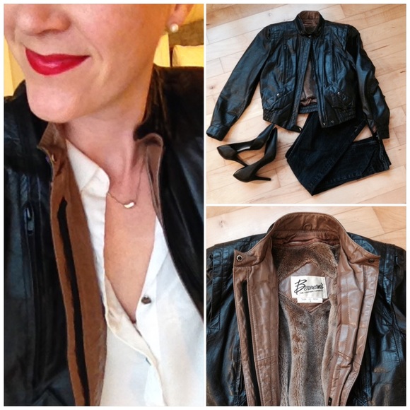 Berman's Jackets & Blazers - Vintage Berman's Black Leather Moto Jacket
