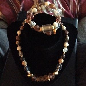 Multicolor Beaded Necklace & Bracelet Set