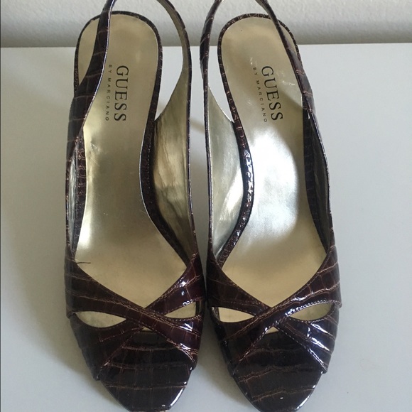 Crocodile print sling backs