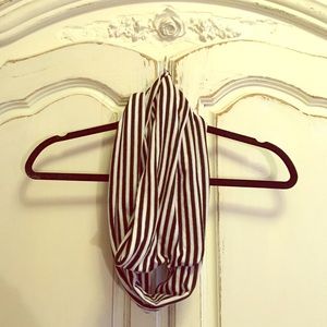 Never worn black and white striped infinity scarf