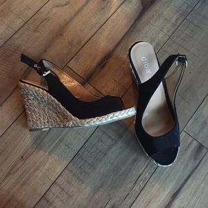 Diba espadrilles black canvas top wedges. Size 7.5