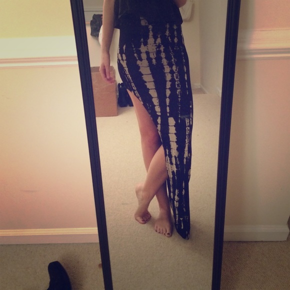 Tribal maxi skirt with slit up side