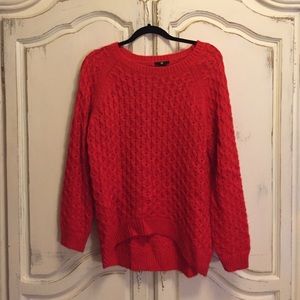 Oversized red knit sweater