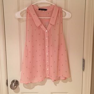 Sheer anchor pink tank top