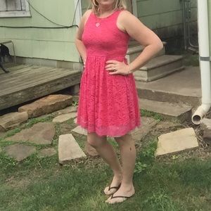 UP by Ultra Pink Dresses - Super cute hot pink lace & orange dress, large UP by Ultra Pink Dresses - Super cute hot pink lace & orange dress, large