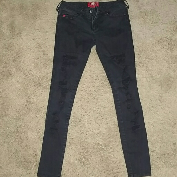 Hot Topic Royal Bones Black ripped jeans