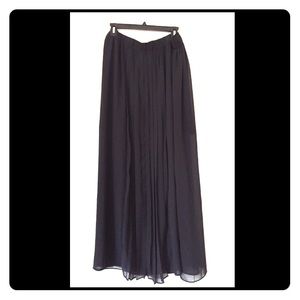 FRONT PLEATED SHEER MAXI SKIRT