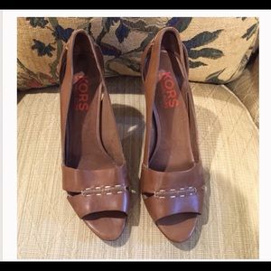 Michael Kors Tan Peep Toe Heels