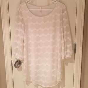 White textured shift dress