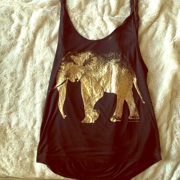 Tank top with gold elephant print
