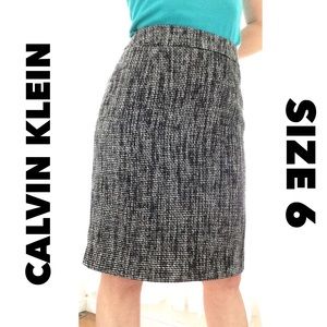 CK Black White Tweed Pencil Straight Skirt