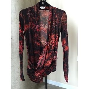 Helmut Lang Midnight Floral Wrap Top