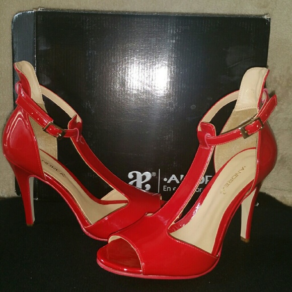 ANDREA Red 4in heels Synthetic Leather - Picture 1 of 4