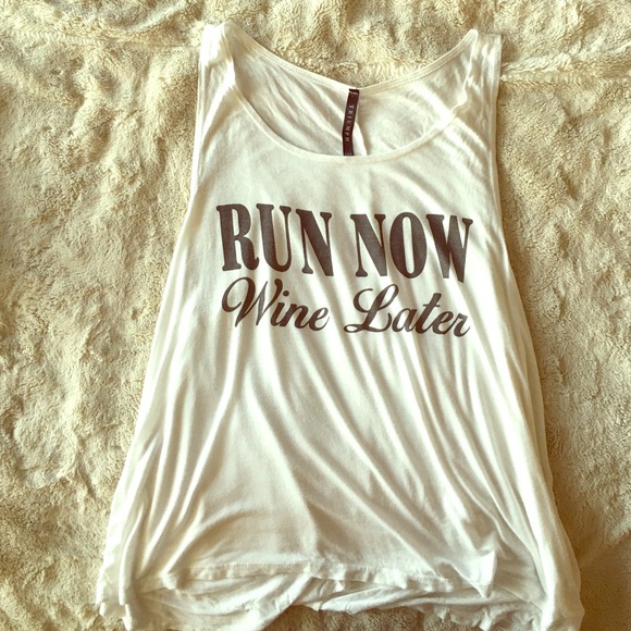 White tank top- "RUN NOW Wine Later" logo - Picture 1 of 1