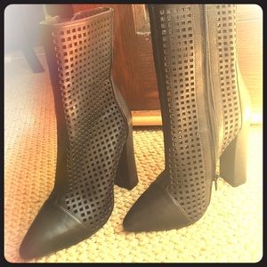 Jeffrey Campbell black leather ankle boots