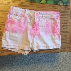 Pink and white tie dye shorts