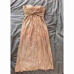 Strapless gold dress