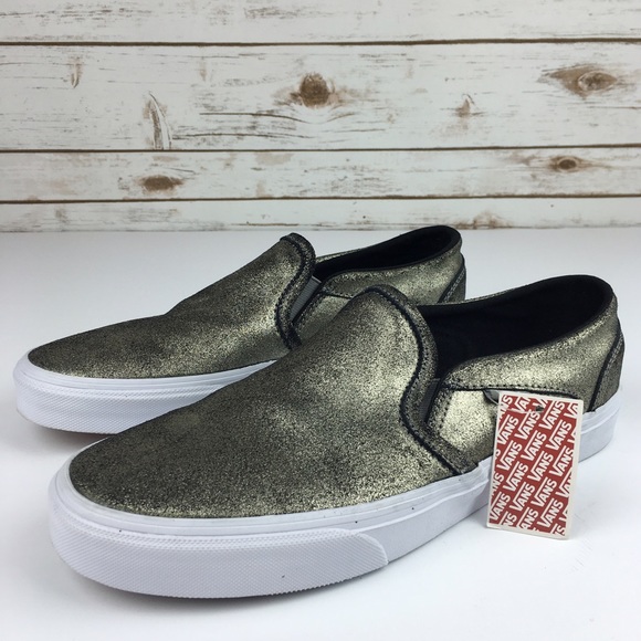 silver leather slip on vans silver leather slip on vans