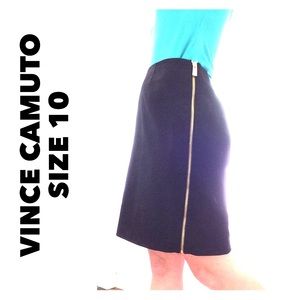 Vince Camuto Full Side Zipper Black Skirt