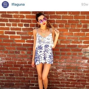 LF Stores Millau Crochet Blue and White Romper