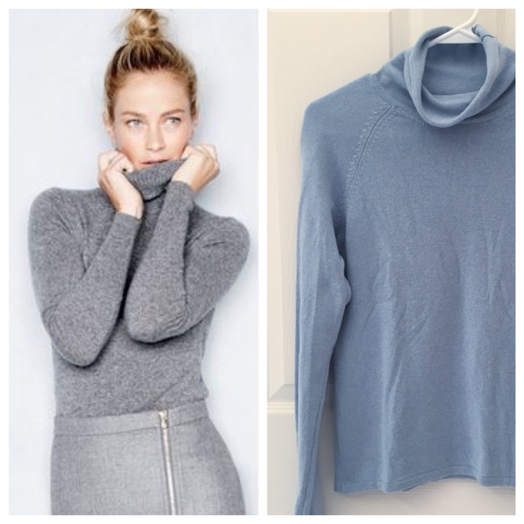 J. Crew Sweaters - J. Crew Blue Turtleneck Sweater Cashmere Cotton