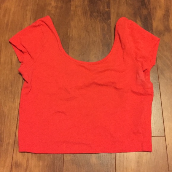 Coral Crop Top w/ open back