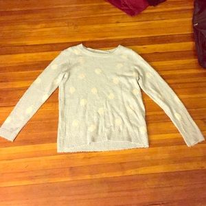 Ice blue and white polka dot sweater