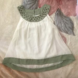 ✨Girls 6/6X Green & White Studded Blouse✨