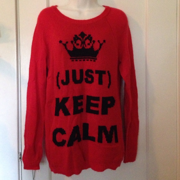 just keep calm red and black sweater - Picture 1 of 4
