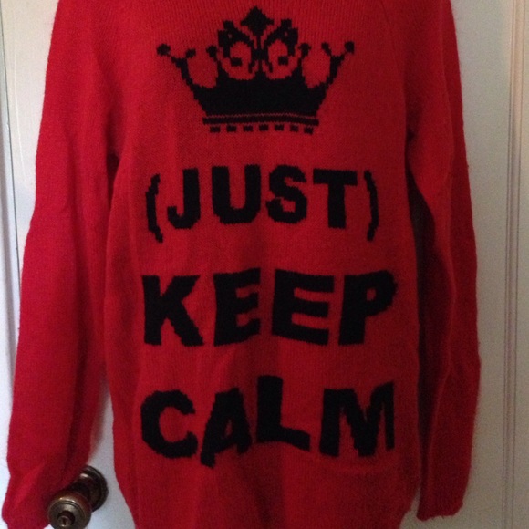 just keep calm red and black sweater - Picture 2 of 4