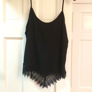 Black Tank Top with Lace Egdes