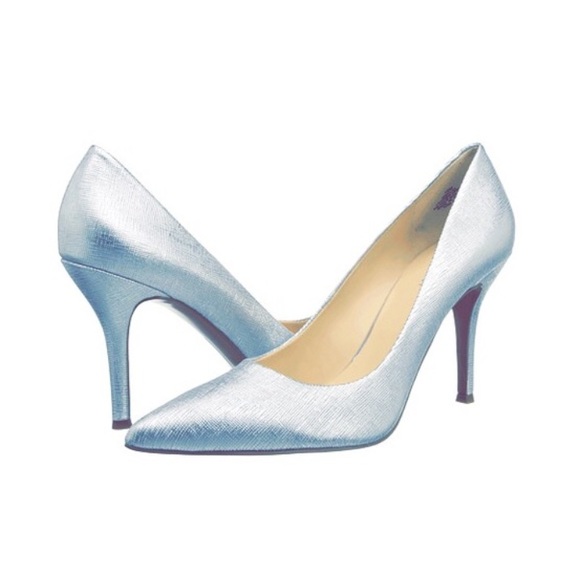Nine West Silver Flax Metallic Leather Pump
