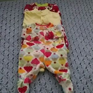 Flannel Over-all, 2 printed and 1 yellow plain