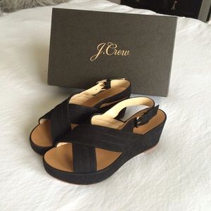 J.Crew black suede wedges
