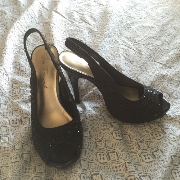 Black Rhinestone Heels