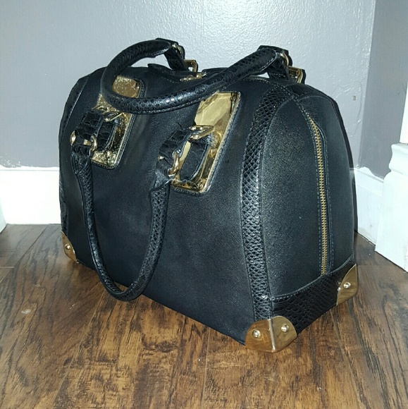 Black and gold satchel with hard corners - Picture 2 of 2