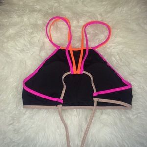 Strappy Neon Halter Bikini Top
