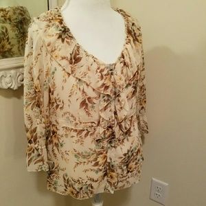 Nine West Ruffled Button Down Blouse