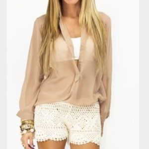 ❌SOLD❌Sheer Nude Chiffon blouse