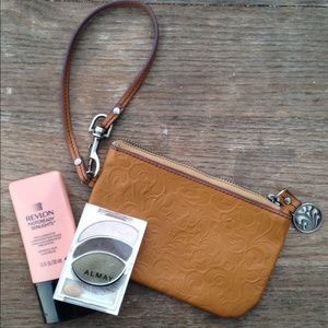 Brown Patterned Wristlet