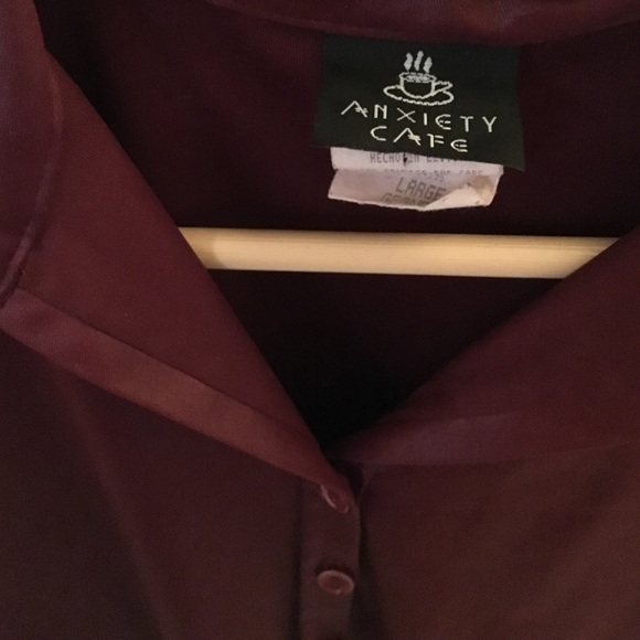 Maroon Polyester Button Down Shirt - Picture 3 of 4
