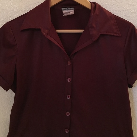 Maroon Polyester Button Down Shirt - Picture 4 of 4