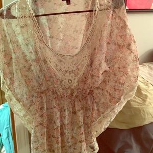 Lace floral print shirt