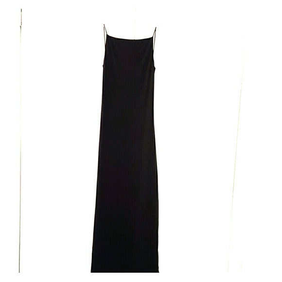 Laundry Long Black Dress with Sequenced Back
