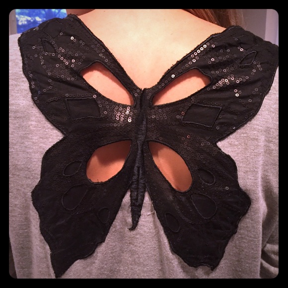 Lily White Butterfly open back cardigan blouse